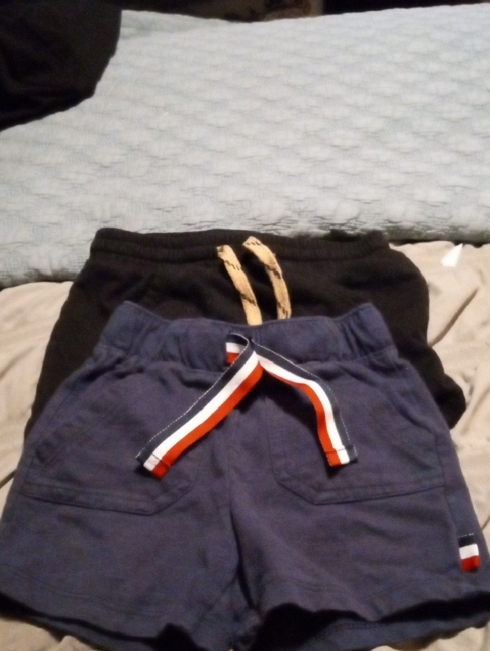 Children's Navy Pull-On Shorts with Striped Drawstring